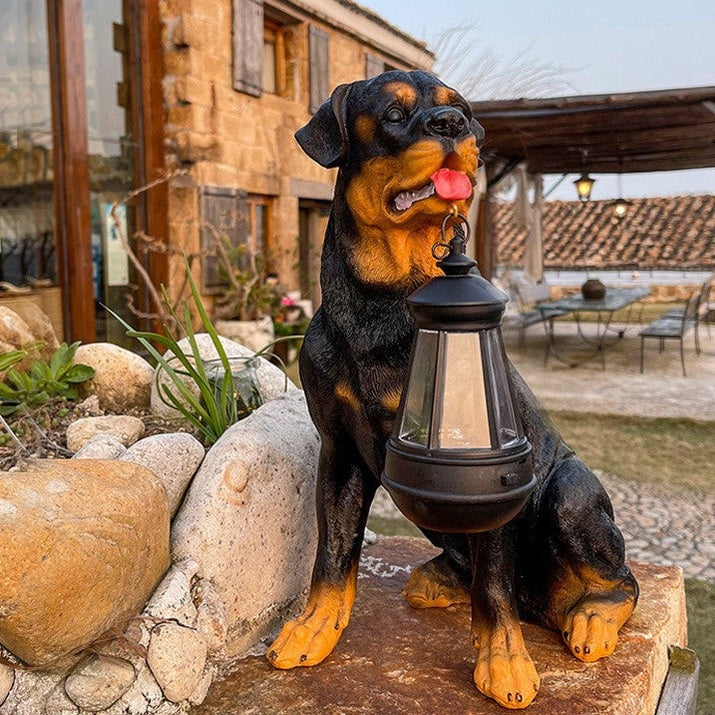 Statue Chien Solaire | LED Éclairage Extérieur pour Jardin