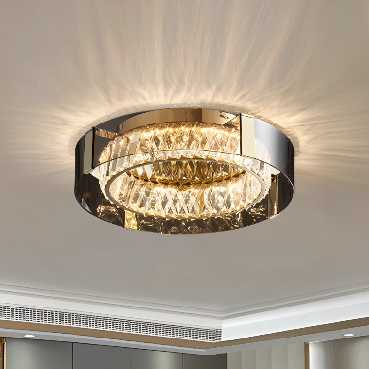 Lustre LED Cristal | Élégant et Dimmable Plafonnier Luxe