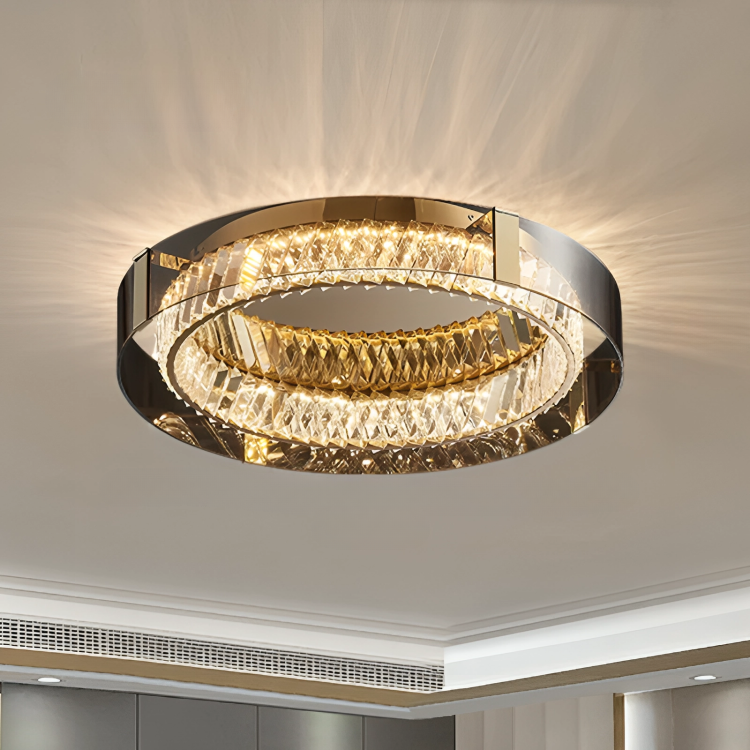 Lustre LED Cristal | Élégant et Dimmable Plafonnier Luxe