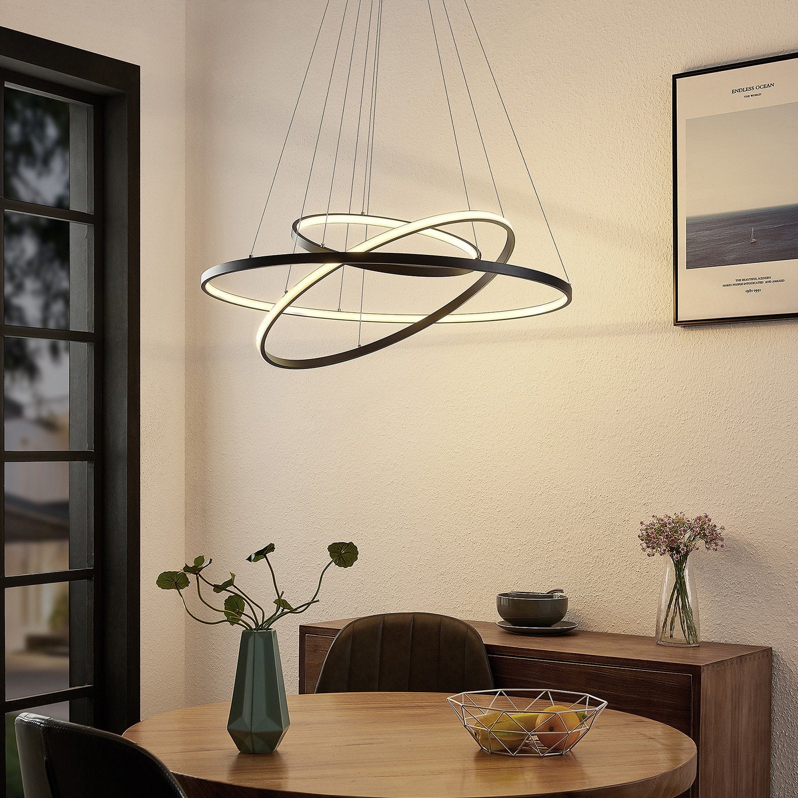 Luminara LED | Suspension Noire Dimmable pour Salle à Manger