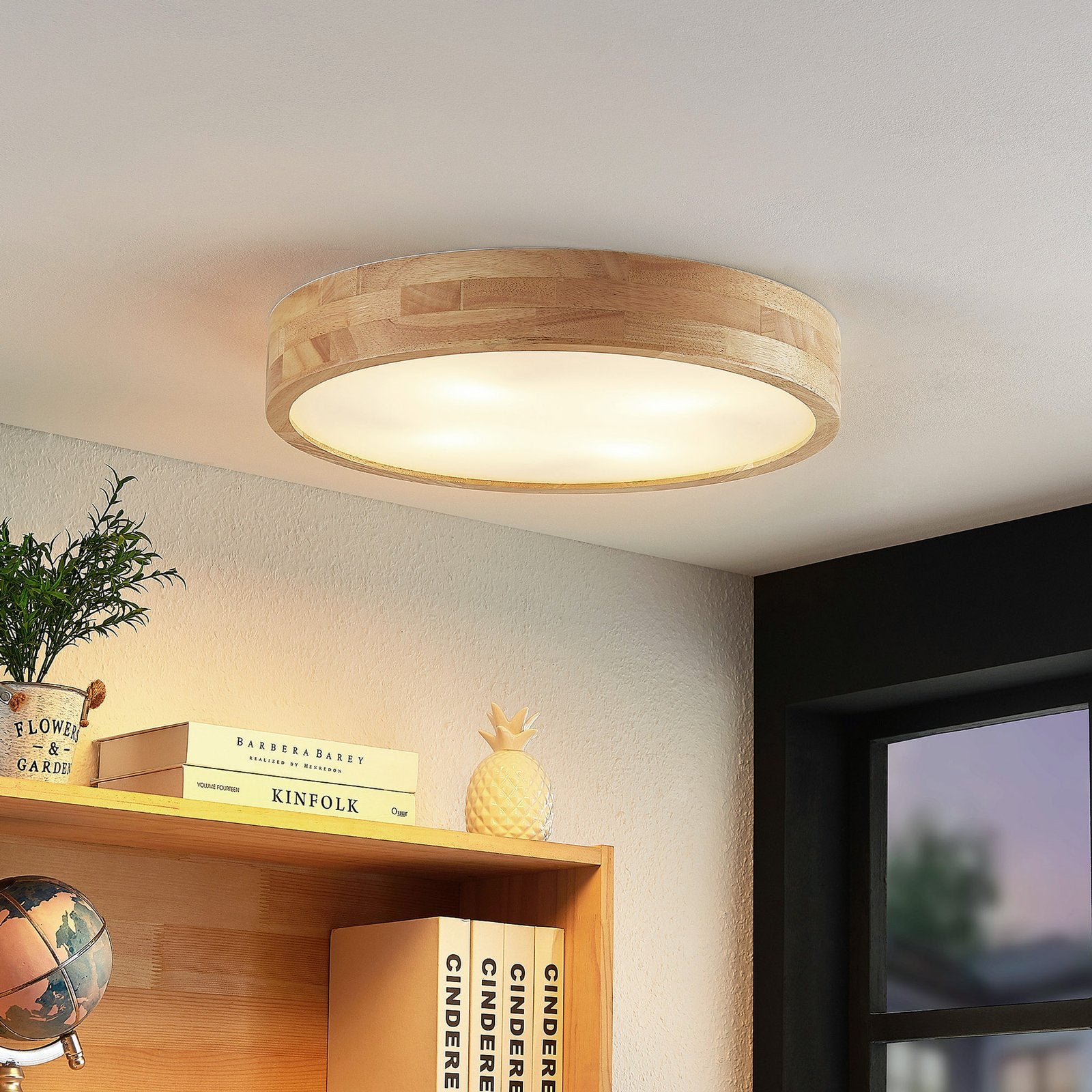 Lumibois | Plafonnier Bois Rustique E27 pour Salon