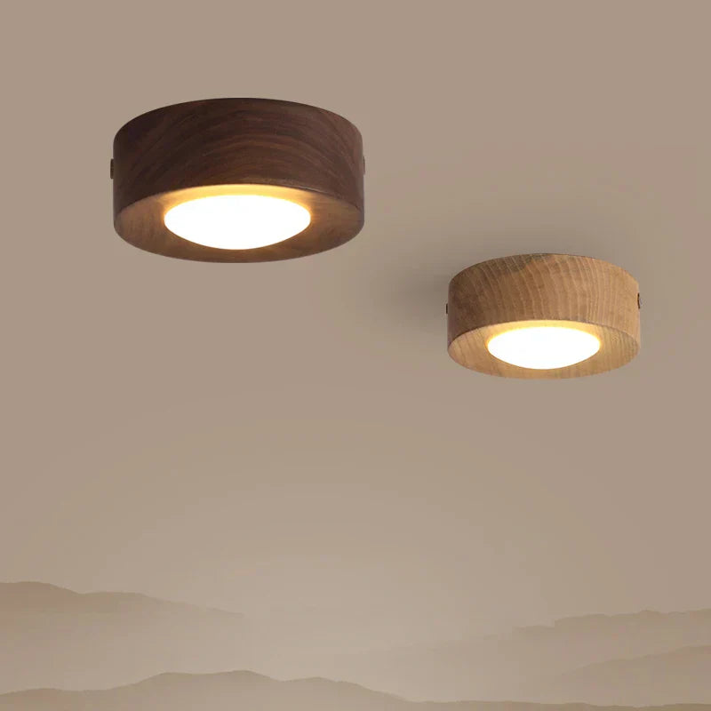 WoodAura - Plafonnier en Noyer avec LED