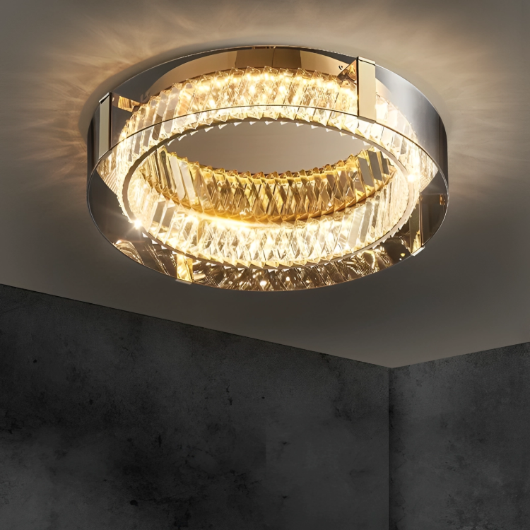 Lustre LED Cristal | Élégant et Dimmable Plafonnier Luxe