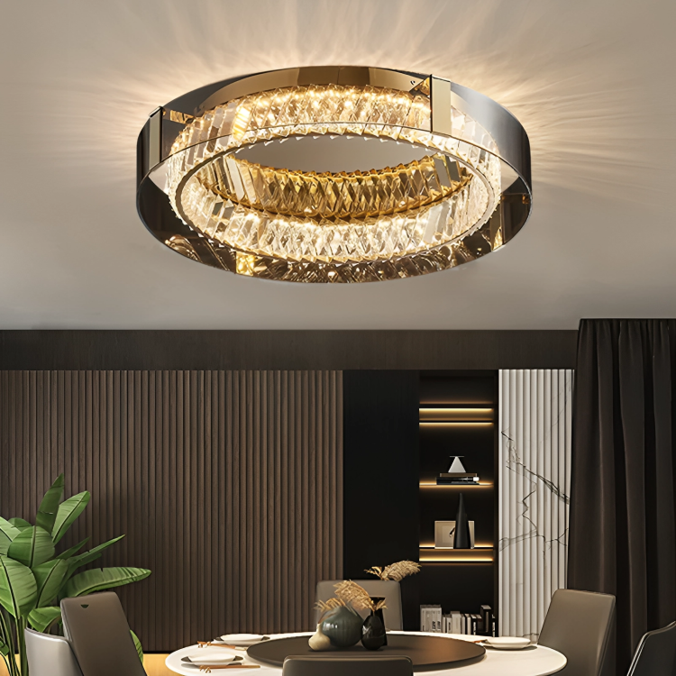 Lustre LED Cristal | Élégant et Dimmable Plafonnier Luxe