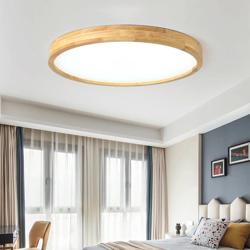 LumoWood | Plafonnier LED Bois Minimaliste pour Salon