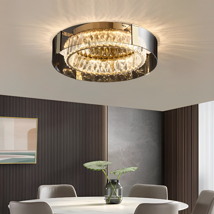 Lustre LED Cristal | Élégant et Dimmable Plafonnier Luxe