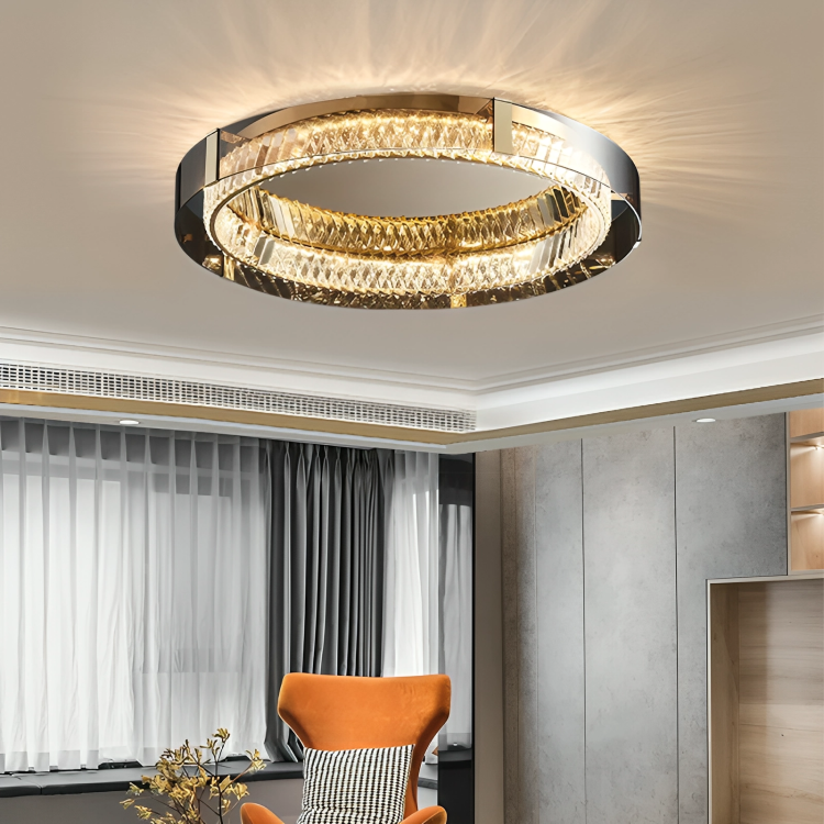 Lustre LED Cristal | Élégant et Dimmable Plafonnier Luxe