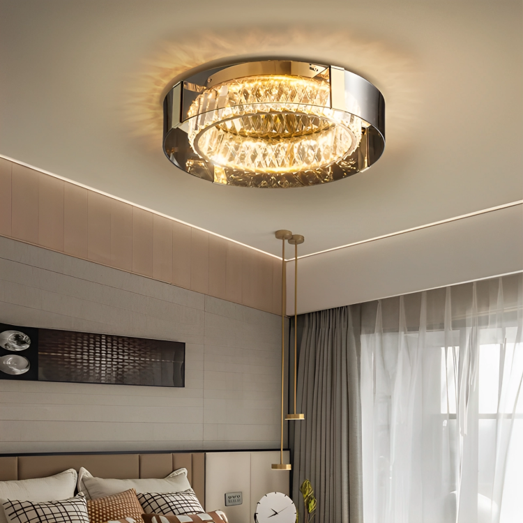 Lustre LED Cristal | Élégant et Dimmable Plafonnier Luxe