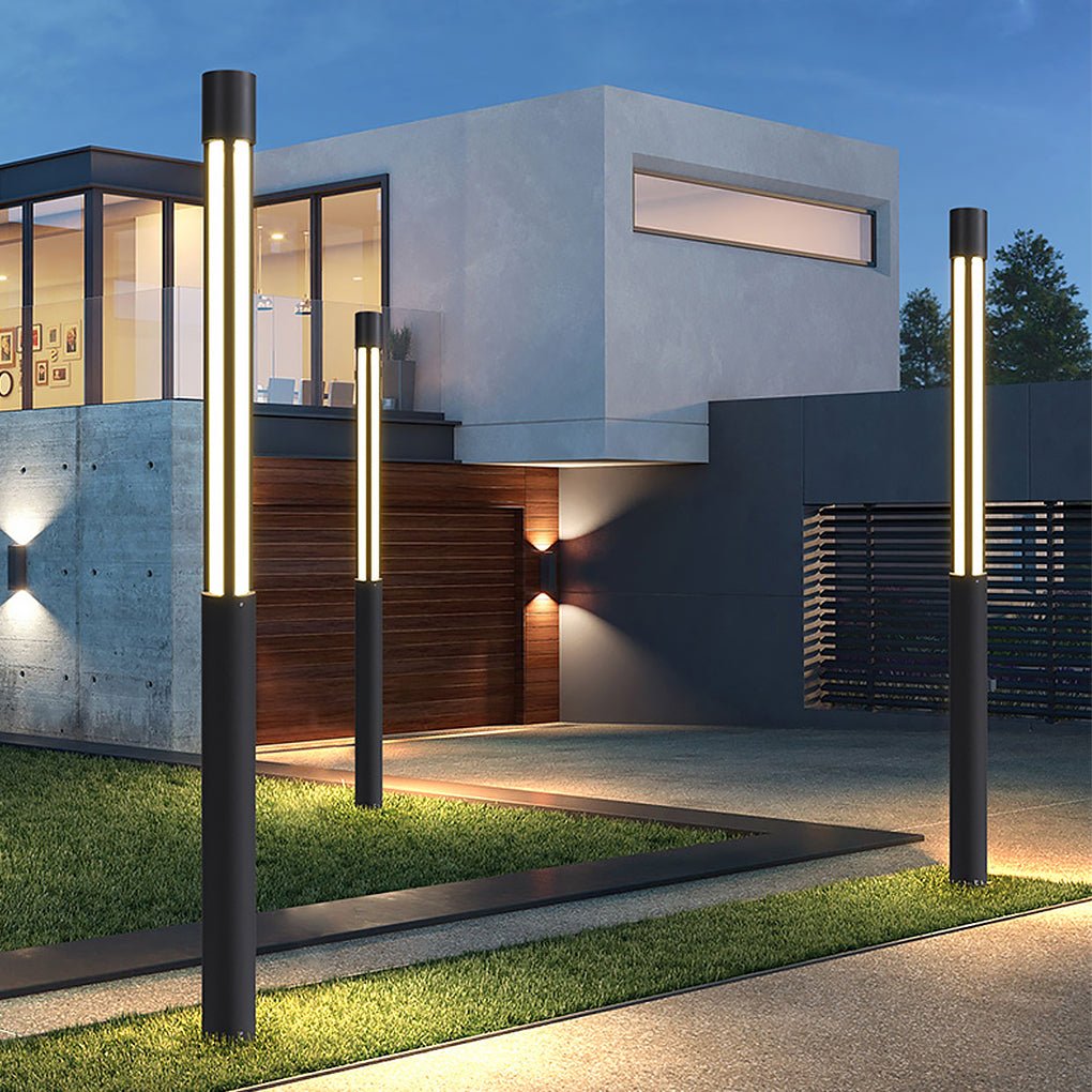 Lampadaire extérieur noir moderne en aluminium LED