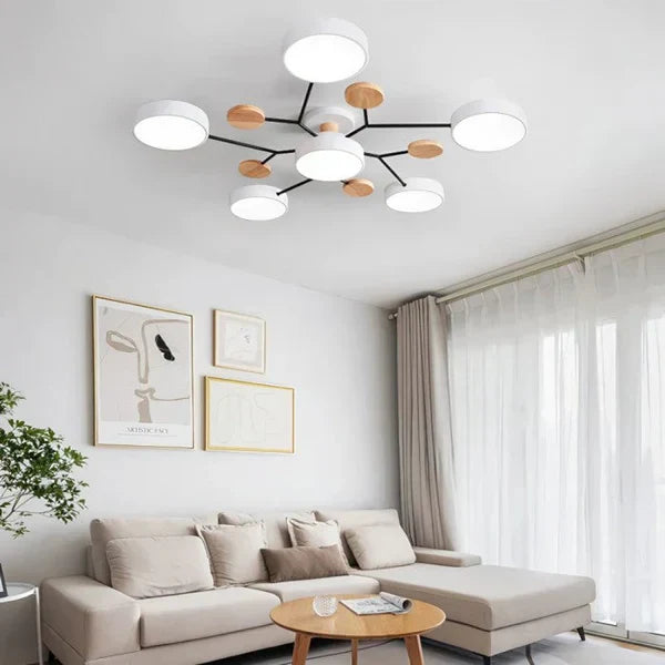 ScandiLume | Plafonnier LED Design Bois et Métal Salon